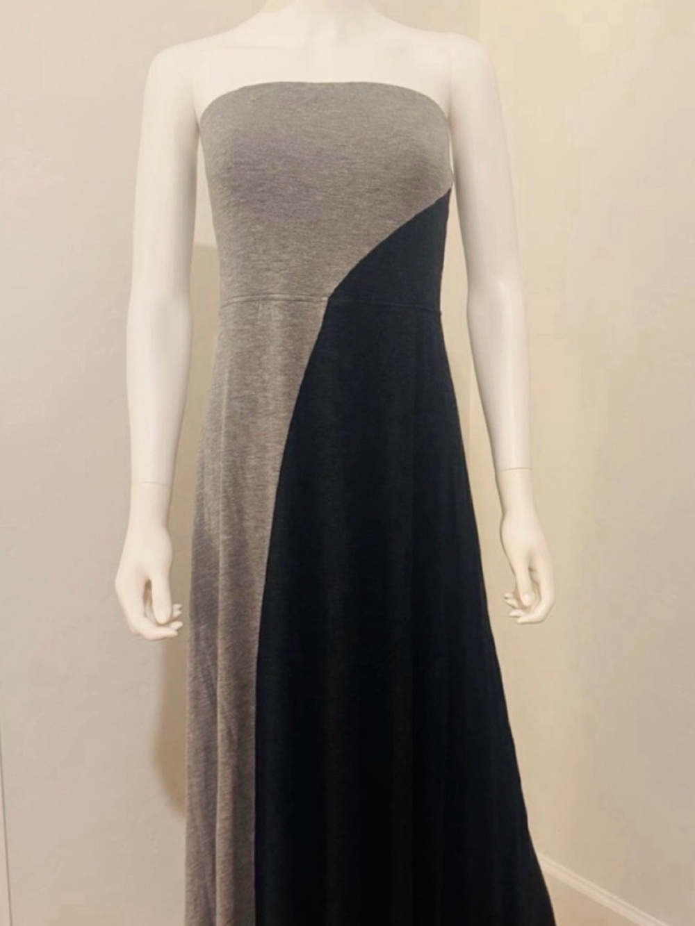 Mossimo Supply Co. Strapless Two-Tone Maxi Dress in Gray and Black
